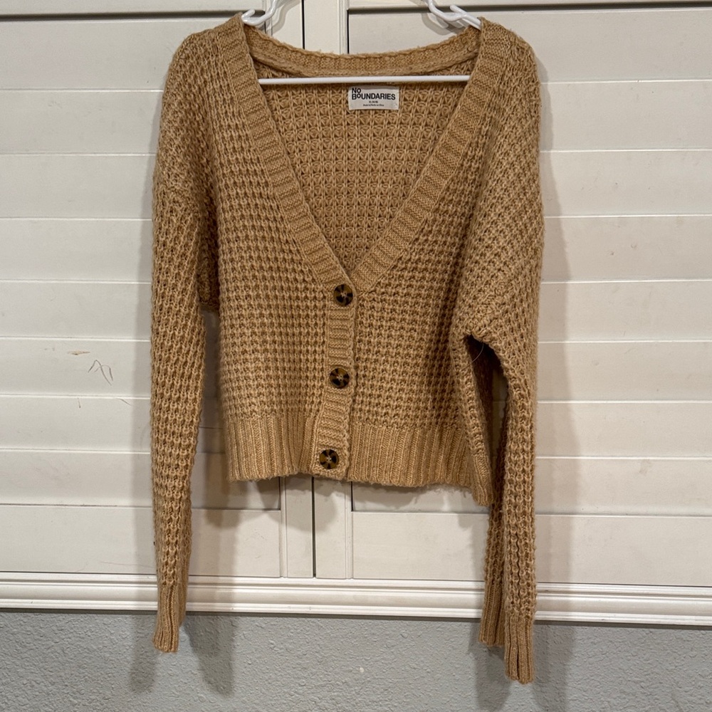 No Boundaries Women's Brown Cardigan Sweater